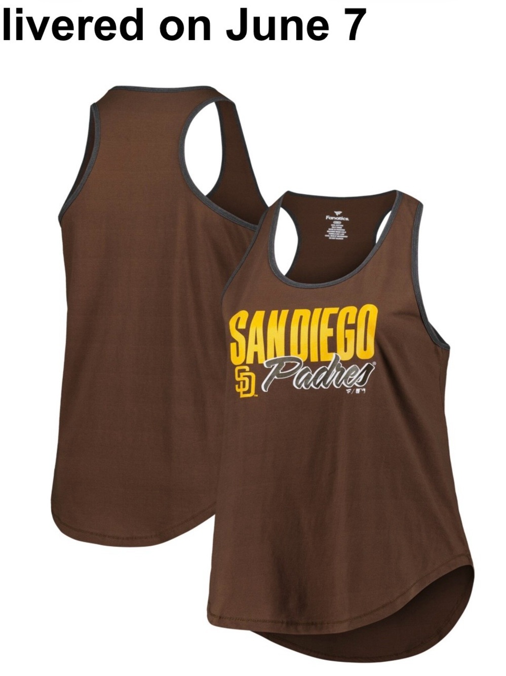 Ladies San Diego Padres Brown Tank Top - Women's MLB Team Tee 3x NWT